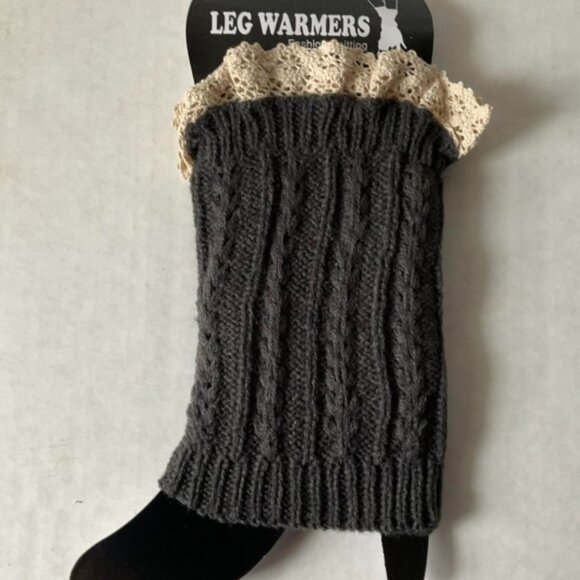 2 Pack Red & Gray Cable Knit Boot Cuff Leg Ankle Warmer - Picture 3 of 6